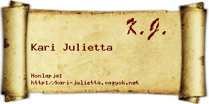 Kari Julietta névjegykártya